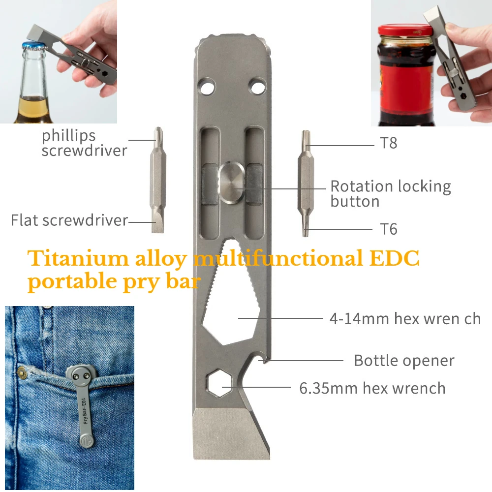 Titanium Pry Bar - Multi Functional Titanium Alloy EDC Pry